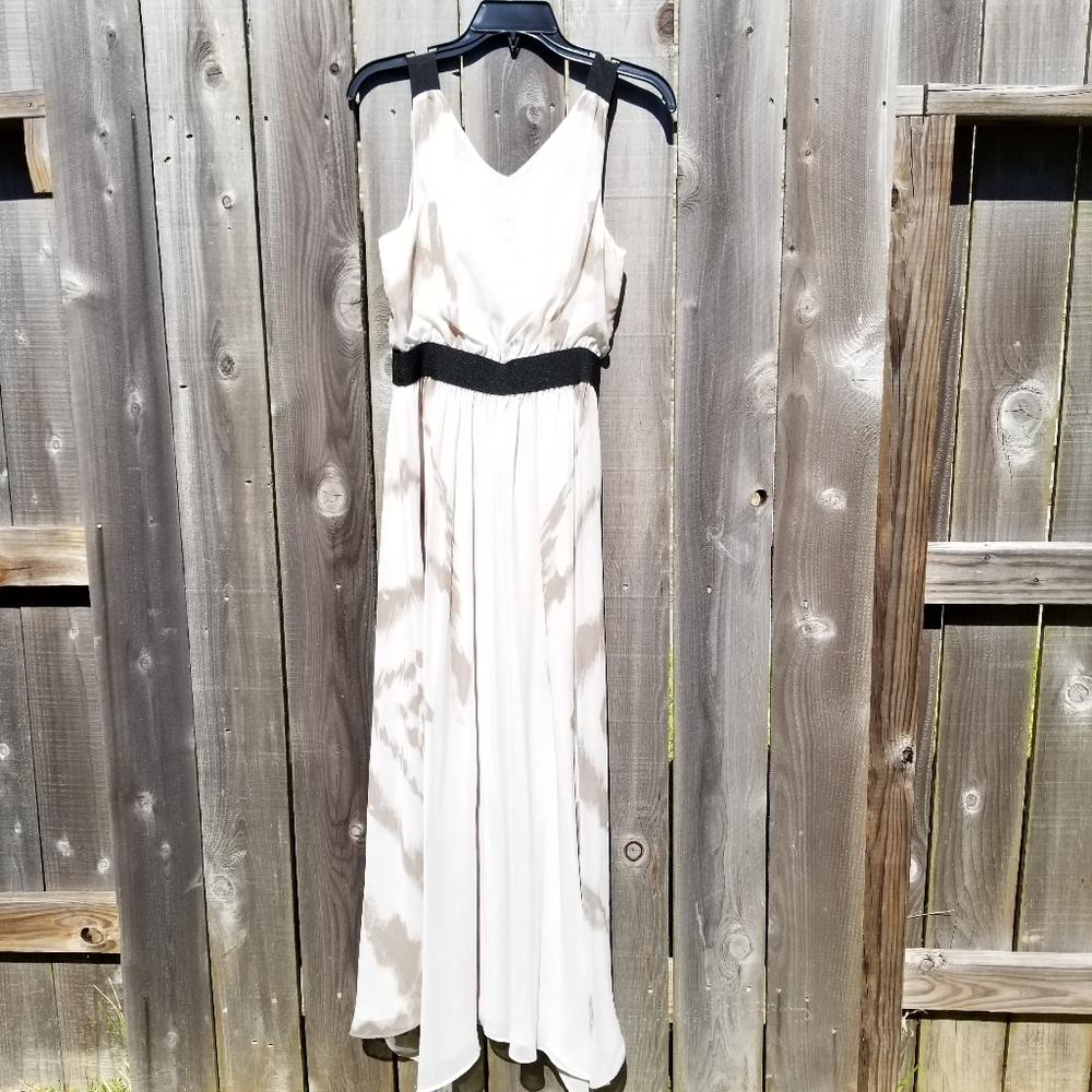 Express cream color with black accents maxi dress